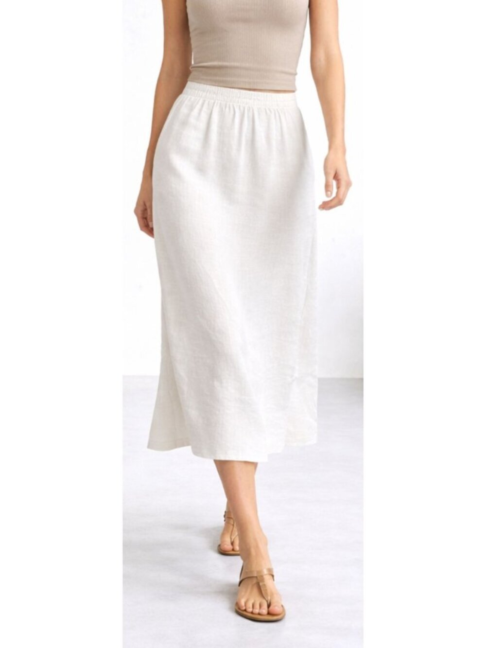 New! Onia Women’s White Linen Midi Slip Skirt Size Medium nwt 36297
